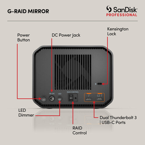SanDisk Professional 16TB G-RAID Mirror 2-Bay RAID Array (2 x 8TB, Thunderbolt 3)